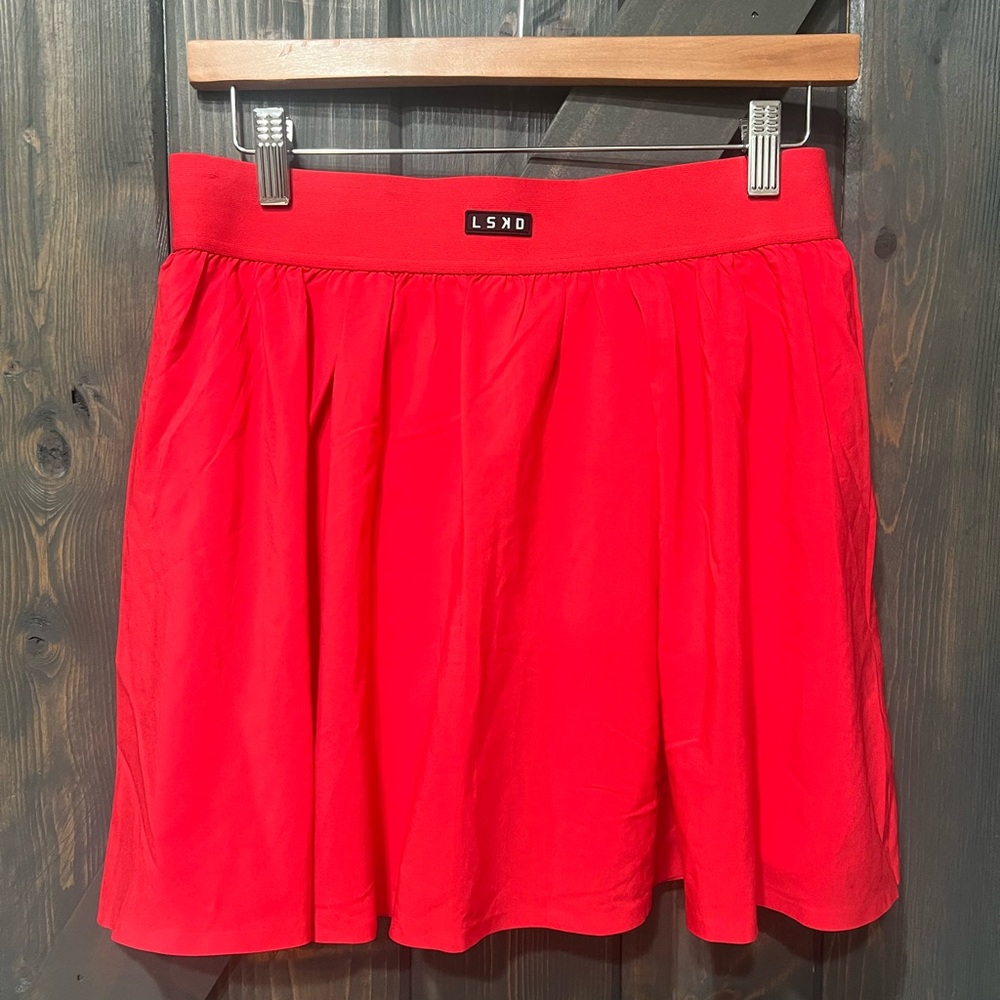 LSKD Women's Red Skirt Scarlet Ace tennis workout skirt built in shorts large